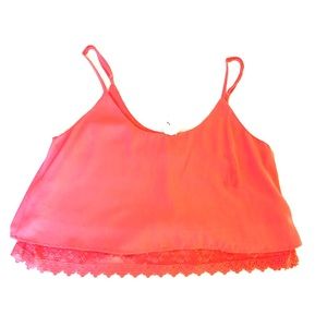 Pink Cropped Lacy Camisole